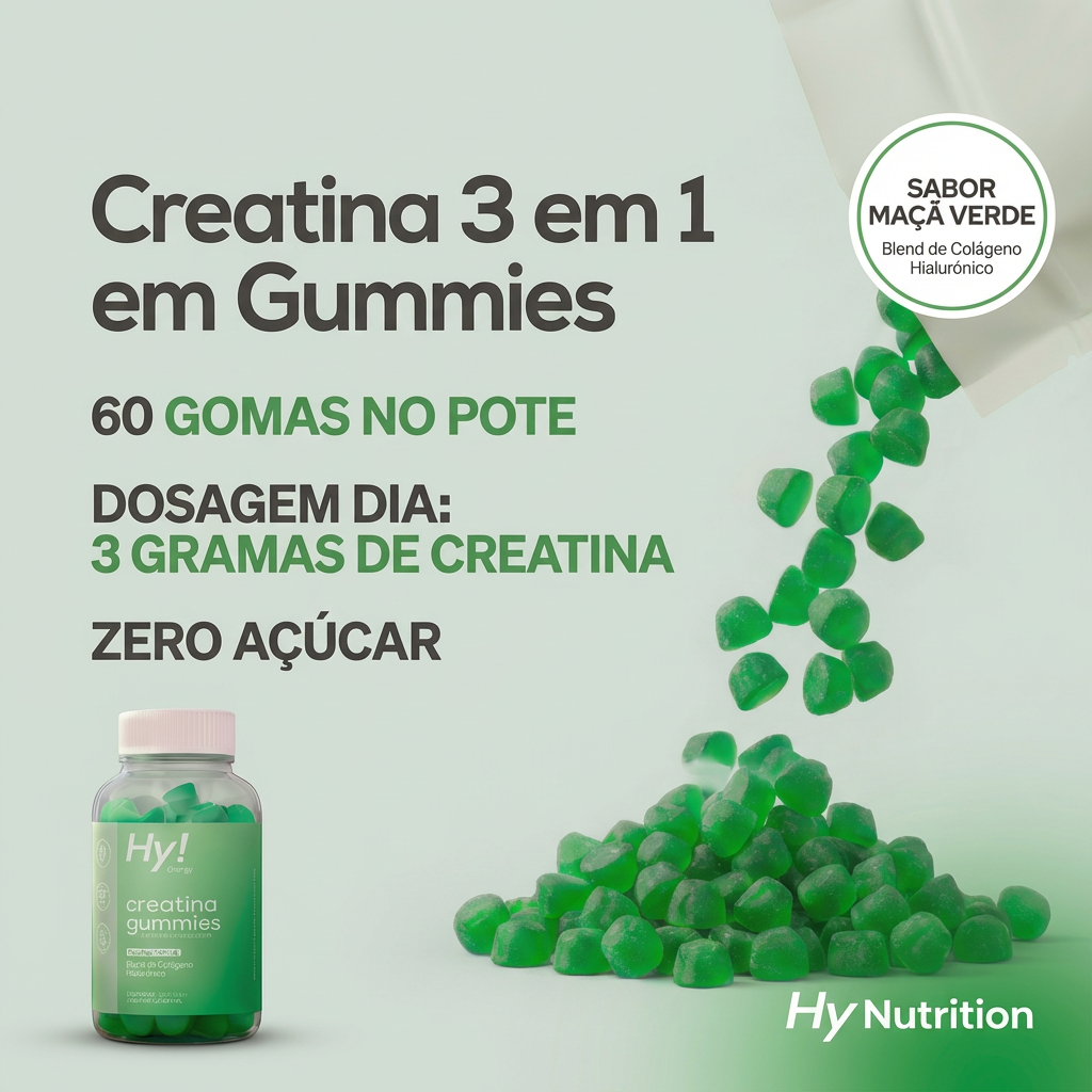 [PAGUE 1 LEVE 2] Creatina 3 em 1 - Com Colágeno e Ácido Hialurônico Hy Nutrition